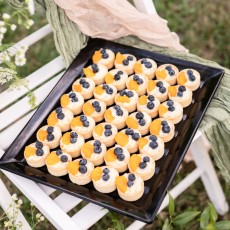 Platou minitarte cu budincă de vanilie și fructe